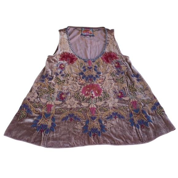 Johnny Was Simone Velvet Swing Tank Silk Embroidered SIZE X Small - Picture 4 of 9